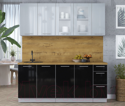 Кухонный гарнитур Интерлиния Мила Пластик 1.9 Б