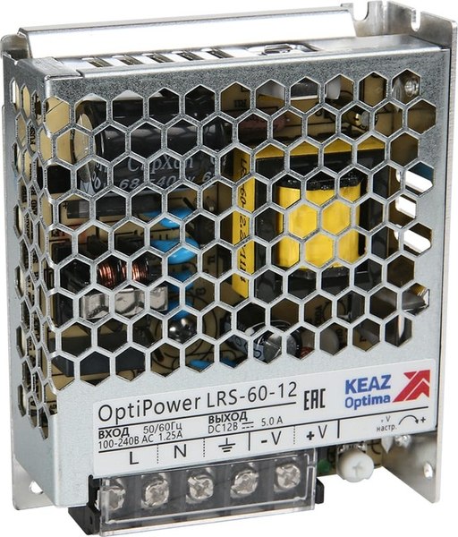 Блок питания для светодиодной ленты КЭАЗ OptiPower LRS 60-12 5A / 328873 - фото