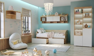 Стеллаж Памир Гретта 2С (крафт золотой/белый)