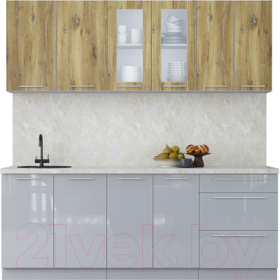 Кухонный гарнитур Интерлиния Мила Пластик 2.1 Б - фото