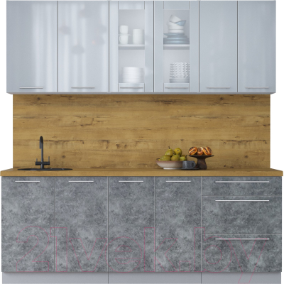 Кухонный гарнитур Интерлиния Мила Пластик 2.1 Б - фото