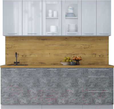 Кухонный гарнитур Интерлиния Мила Пластик 2.2 Б - фото