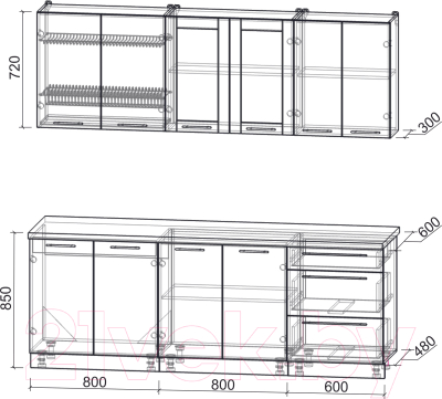 Кухонный гарнитур Интерлиния Мила Пластик 2.2 Б