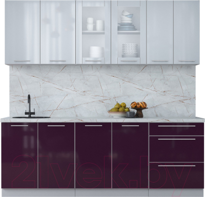 Кухонный гарнитур Интерлиния Мила Пластик 2.2 Б - фото