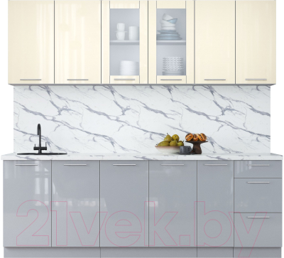 Кухонный гарнитур Интерлиния Мила Пластик 2.3 Б - фото