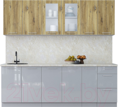 Кухонный гарнитур Интерлиния Мила Пластик 2.3 Б - фото