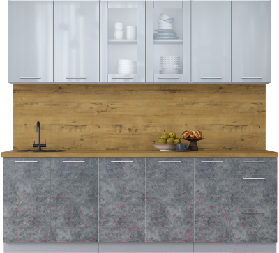 Кухонный гарнитур Интерлиния Мила Пластик 2.3 Б - фото