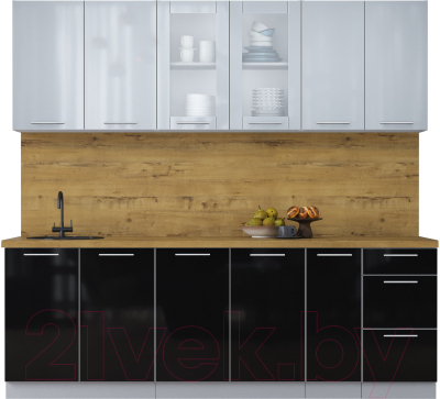 Кухонный гарнитур Интерлиния Мила Пластик 2.3 Б - фото