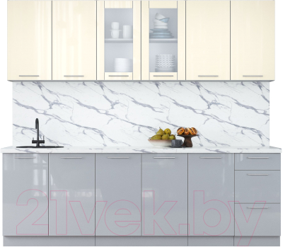 Кухонный гарнитур Интерлиния Мила Пластик 2.4 Б - фото