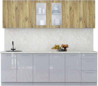 Кухонный гарнитур Интерлиния Мила Пластик 2.4 Б - фото