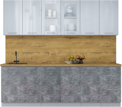 Кухонный гарнитур Интерлиния Мила Пластик 2.4 Б - фото