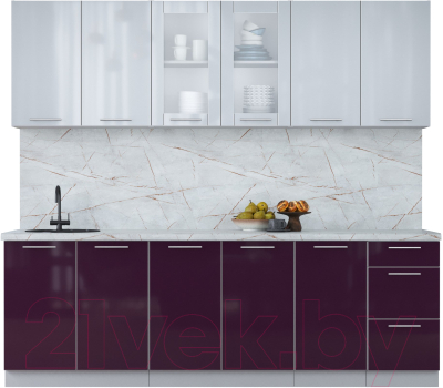 Кухонный гарнитур Интерлиния Мила Пластик 2.4 Б - фото