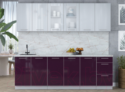 Кухонный гарнитур Интерлиния Мила Пластик 2.4 Б