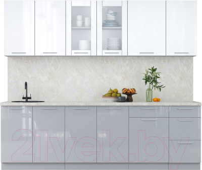 Кухонный гарнитур Интерлиния Мила Пластик 2.5 Б - фото