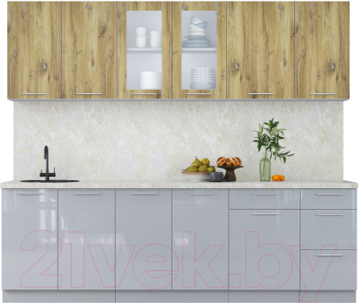 Кухонный гарнитур Интерлиния Мила Пластик 2.5 Б - фото