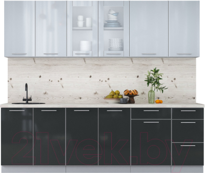 Кухонный гарнитур Интерлиния Мила Пластик 2.5 Б - фото