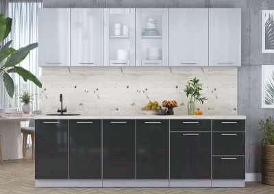 Кухонный гарнитур Интерлиния Мила Пластик 2.5 Б