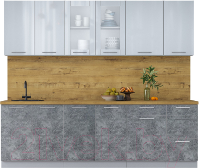 Кухонный гарнитур Интерлиния Мила Пластик 2.5 Б - фото