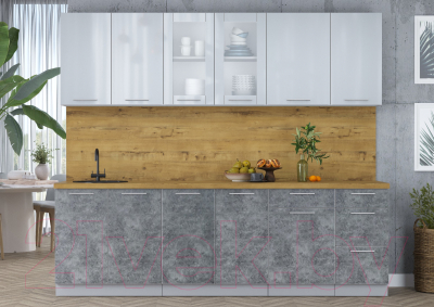 Кухонный гарнитур Интерлиния Мила Пластик 2.5 Б