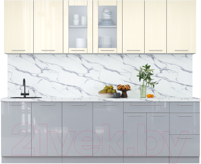 Кухонный гарнитур Интерлиния Мила Пластик 2.6 Б - фото
