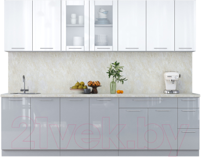 Кухонный гарнитур Интерлиния Мила Пластик 2.7 Б - фото