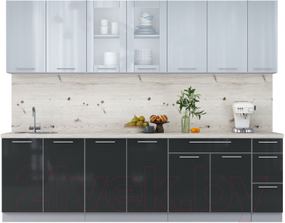 Кухонный гарнитур Интерлиния Мила Пластик 2.7 Б - фото