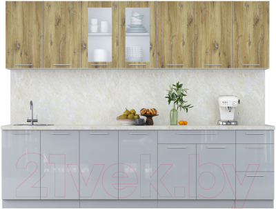 Кухонный гарнитур Интерлиния Мила Пластик 2.8 Б - фото