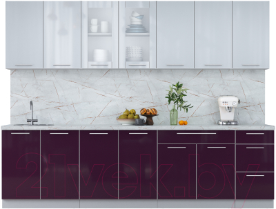 Кухонный гарнитур Интерлиния Мила Пластик 2.8 Б - фото