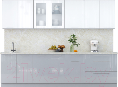 Кухонный гарнитур Интерлиния Мила Пластик 2.9 Б - фото