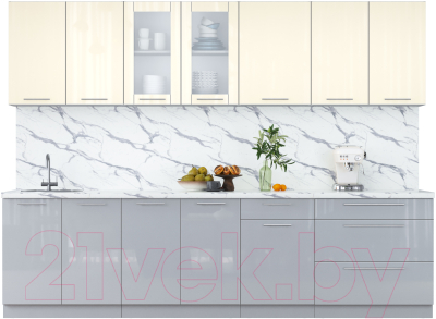 Кухонный гарнитур Интерлиния Мила Пластик 2.9 Б - фото