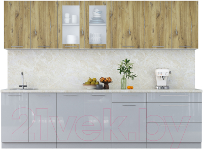 Кухонный гарнитур Интерлиния Мила Пластик 2.9 Б - фото