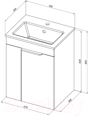 Тумба под умывальник Aquanet Практика 50 / 330451