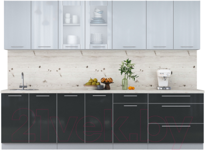 Кухонный гарнитур Интерлиния Мила Пластик 2.9 Б - фото