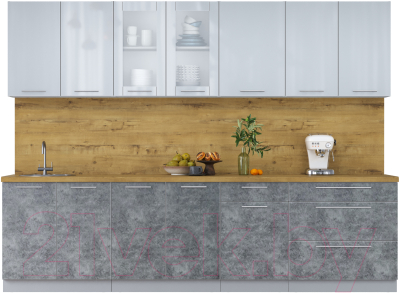 Кухонный гарнитур Интерлиния Мила Пластик 2.9 Б - фото