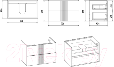 Тумба под умывальник Brevita Vega 80 / VEG-09080-0802Я