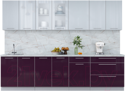 Кухонный гарнитур Интерлиния Мила Пластик 2.9 Б - фото
