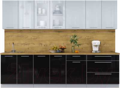 Кухонный гарнитур Интерлиния Мила Пластик 2.9 Б - фото