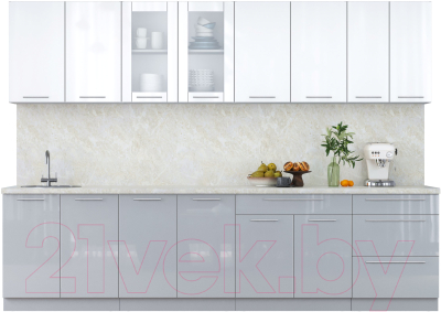 Кухонный гарнитур Интерлиния Мила Пластик 3.0 Б - фото