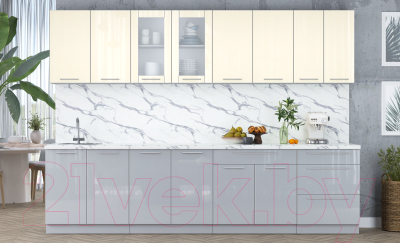 Кухонный гарнитур Интерлиния Мила Пластик 3.0 Б