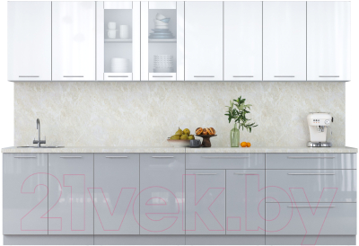 Кухонный гарнитур Интерлиния Мила Пластик 3.1 Б - фото