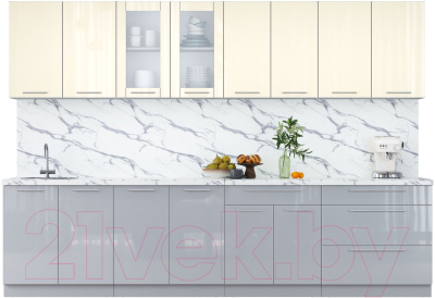 Кухонный гарнитур Интерлиния Мила Пластик 3.1 Б - фото
