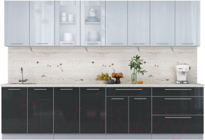 Кухонный гарнитур Интерлиния Мила Пластик 3.1 Б - фото