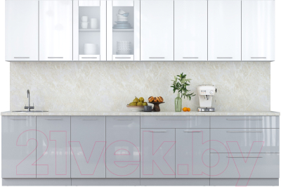 Кухонный гарнитур Интерлиния Мила Пластик 3.2 Б - фото
