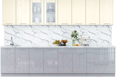Кухонный гарнитур Интерлиния Мила Пластик 3.2 Б - фото