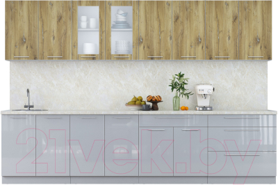 Кухонный гарнитур Интерлиния Мила Пластик 3.2 Б - фото