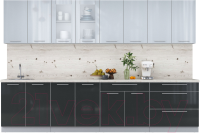 Кухонный гарнитур Интерлиния Мила Пластик 3.2 Б - фото
