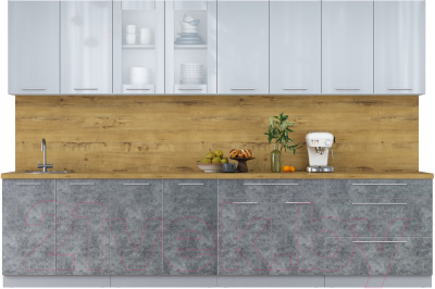 Кухонный гарнитур Интерлиния Мила Пластик 3.2 Б - фото