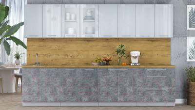 Кухонный гарнитур Интерлиния Мила Пластик 3.2 Б