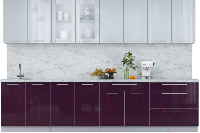 Кухонный гарнитур Интерлиния Мила Пластик 3.2 Б - фото