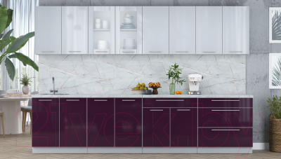 Кухонный гарнитур Интерлиния Мила Пластик 3.2 Б